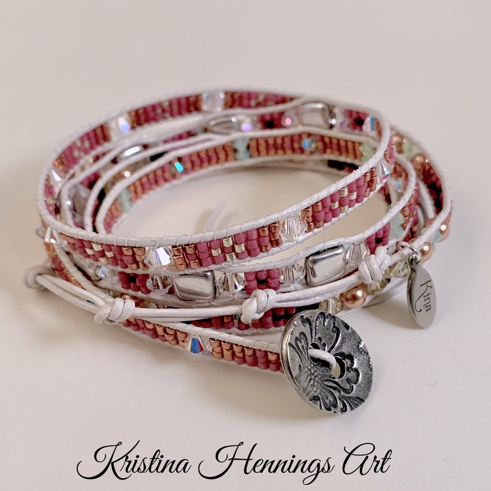 Beaded Leather Wrap Bracelet